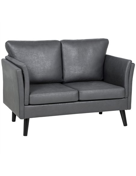 HOMCOM Two-Seater Leathaire Sofa - Grey - pic 169701 | FastDaddyshop