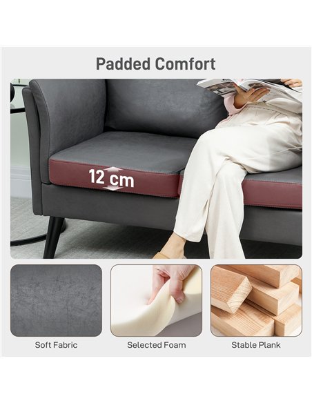 HOMCOM Two-Seater Leathaire Sofa - Grey - pic 169705 | FastDaddyshop