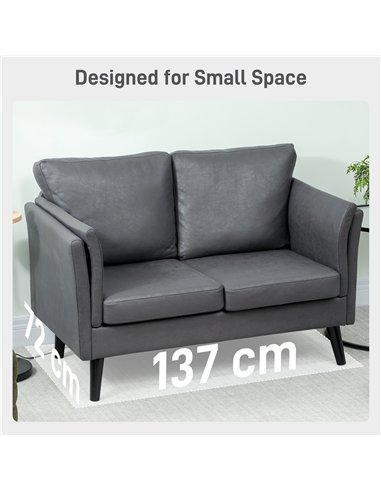 HOMCOM Two-Seater Leathaire Sofa - Grey