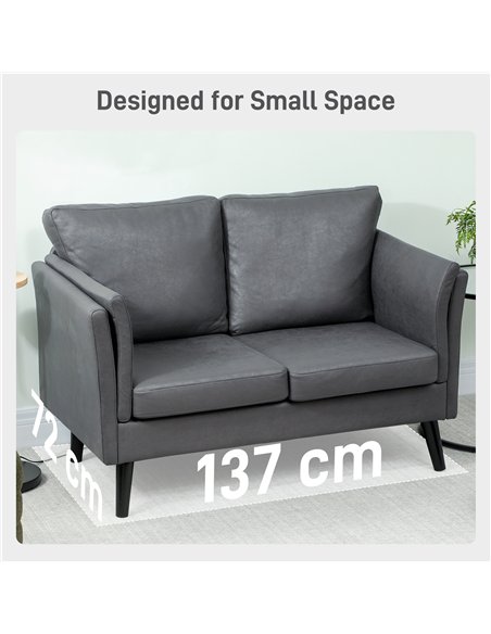 HOMCOM Two-Seater Leathaire Sofa - Grey - pic 169707 | FastDaddyshop