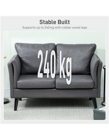 HOMCOM Two-Seater Leathaire Sofa - Grey