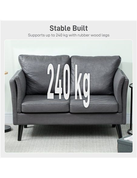 HOMCOM Two-Seater Leathaire Sofa - Grey - pic 169708 | FastDaddyshop
