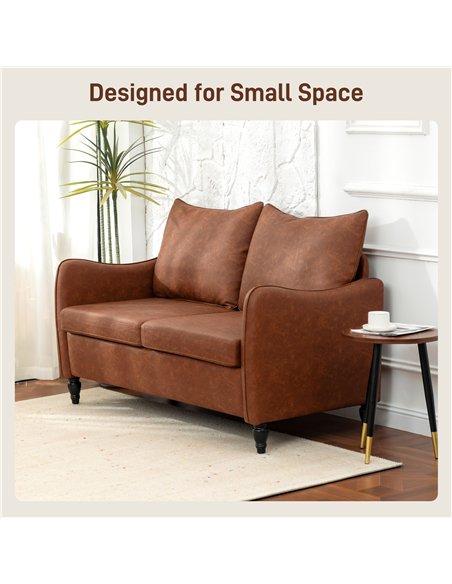 HOMCOM Faux Leather Marble-Effect Two-Seater Sofa - Brown - pic 169715 | FastDaddyshop