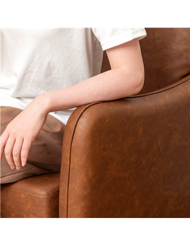 HOMCOM Faux Leather Marble-Effect Two-Seater Sofa - Brown