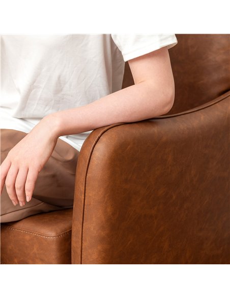 HOMCOM Faux Leather Marble-Effect Two-Seater Sofa - Brown - pic 169718 | FastDaddyshop