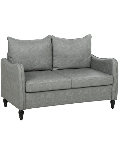 HOMCOM Faux Leather Marble-Effect Two-Seater Sofa - Grey - pic 169719 | FastDaddyshop