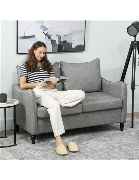 HOMCOM Faux Leather Marble-Effect Two-Seater Sofa - Grey - pic 169720 | FastDaddyshop