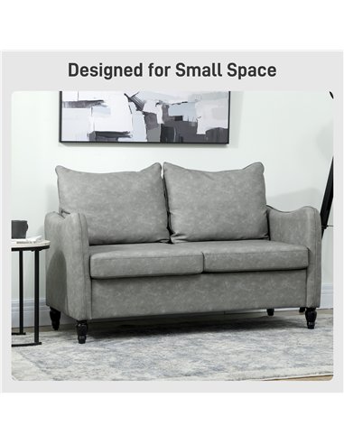 HOMCOM Faux Leather Marble-Effect Two-Seater Sofa - Grey