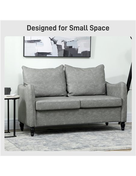 HOMCOM Faux Leather Marble-Effect Two-Seater Sofa - Grey - pic 169724 | FastDaddyshop