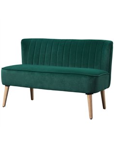 HOMCOM Modern Velvet Double Seat Sofa w/ Wood Frame Foam Padding High Back Soft Comfortable Compact Couch Green