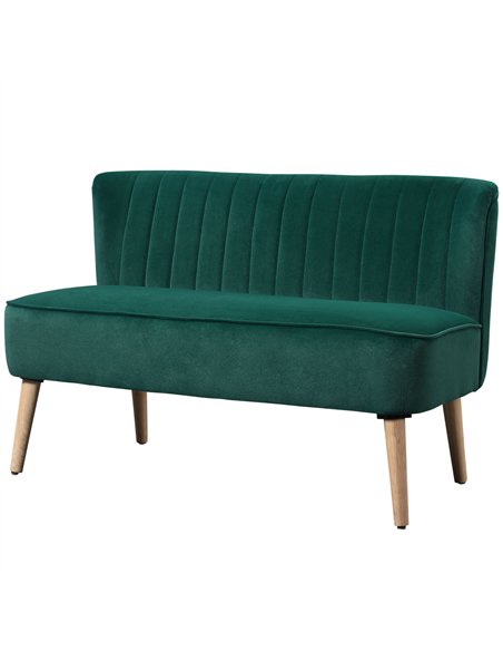 HOMCOM Modern Velvet Double Seat Sofa w/ Wood Frame Foam Padding High Back Soft Comfortable Compact Couch Green - pic 169728 | FastDaddyshop