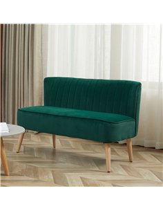 HOMCOM Modern Velvet Double Seat Sofa w/ Wood Frame Foam Padding High Back Soft Comfortable Compact Couch Green 2