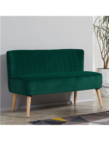 HOMCOM Modern Velvet Double Seat Sofa w/ Wood Frame Foam Padding High Back Soft Comfortable Compact Couch Green