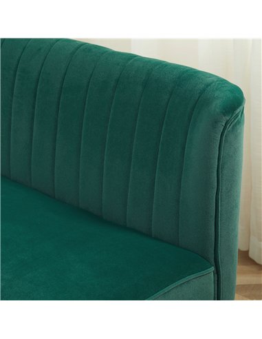 HOMCOM Modern Velvet Double Seat Sofa w/ Wood Frame Foam Padding High Back Soft Comfortable Compact Couch Green