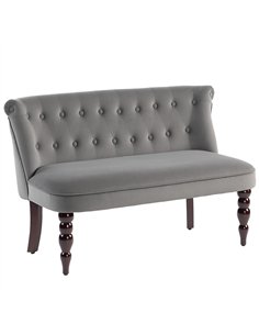 HOMCOM Velvet 2 Seater Sofa, Button Tufted Wingback Loveseat with Rubber Wood Legs for Living Room, Bedroom, Charcoal Grey