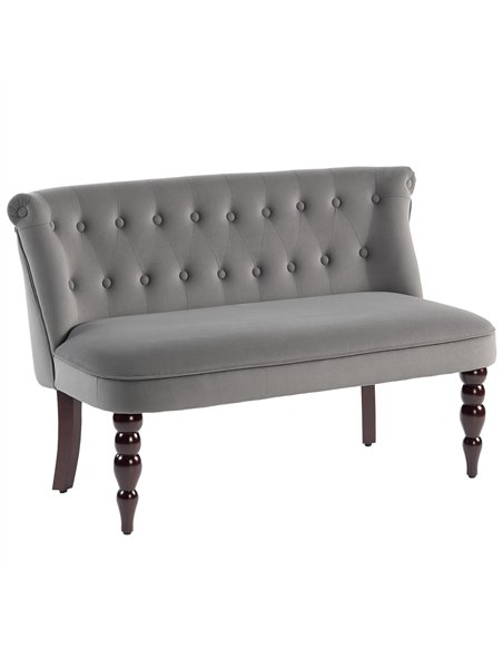 HOMCOM Velvet 2 Seater Sofa, Button Tufted Wingback Loveseat with Rubber Wood Legs for Living Room, Bedroom, Charcoal Grey - pic 169737 | FastDaddyshop