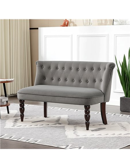 HOMCOM Velvet 2 Seater Sofa, Button Tufted Wingback Loveseat with Rubber Wood Legs for Living Room, Bedroom, Charcoal Grey - pic 169738 | FastDaddyshop