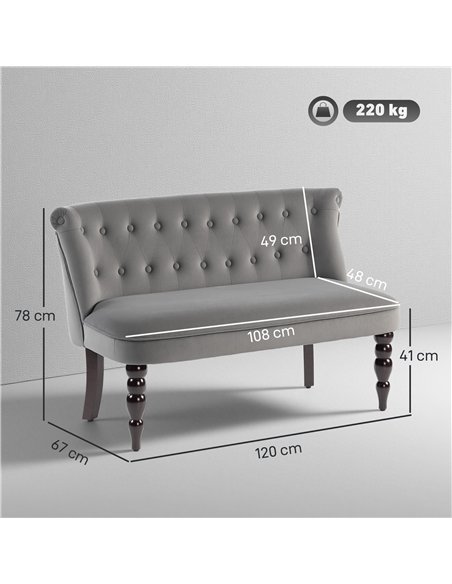 HOMCOM Velvet 2 Seater Sofa, Button Tufted Wingback Loveseat with Rubber Wood Legs for Living Room, Bedroom, Charcoal Grey - pic 169739 | FastDaddyshop