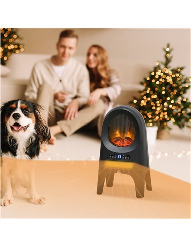 Homcom Ceramic Electric Space Heater with Realistic Flame Effect, 1000W/2000W, Black