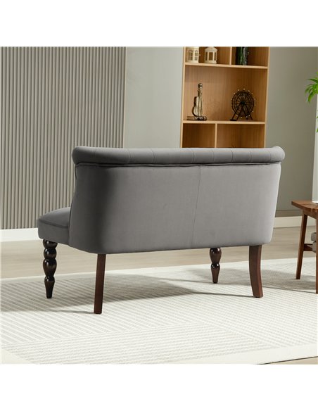 HOMCOM Velvet 2 Seater Sofa, Button Tufted Wingback Loveseat with Rubber Wood Legs for Living Room, Bedroom, Charcoal Grey - pic 169743 | FastDaddyshop