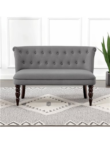 HOMCOM Velvet 2 Seater Sofa, Button Tufted Wingback Loveseat with Rubber Wood Legs for Living Room, Bedroom, Charcoal Grey