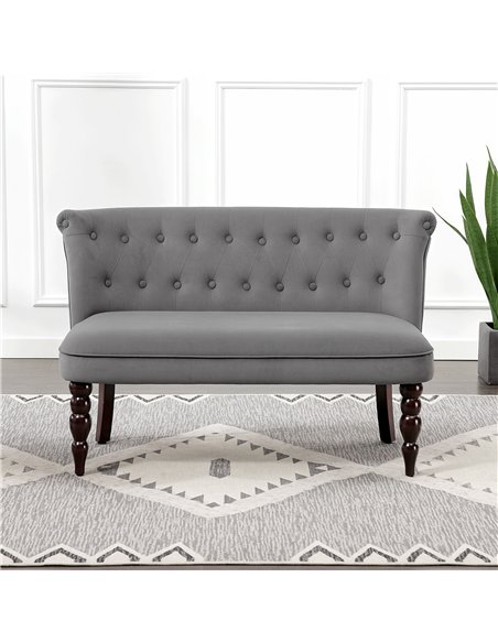 HOMCOM Velvet 2 Seater Sofa, Button Tufted Wingback Loveseat with Rubber Wood Legs for Living Room, Bedroom, Charcoal Grey - pic 169745 | FastDaddyshop