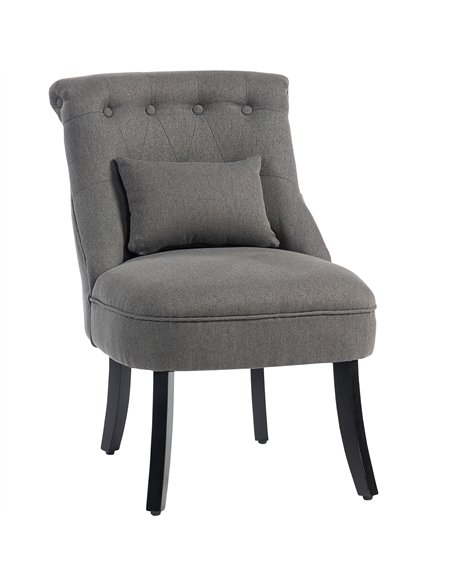 HOMCOM Fabric Single Sofa Dining Chair Tub Chair Upholstered W/ Pillow Solid Wood Leg Home Living Room Furniture Charcoal Grey - pic 169746 | FastDaddyshop