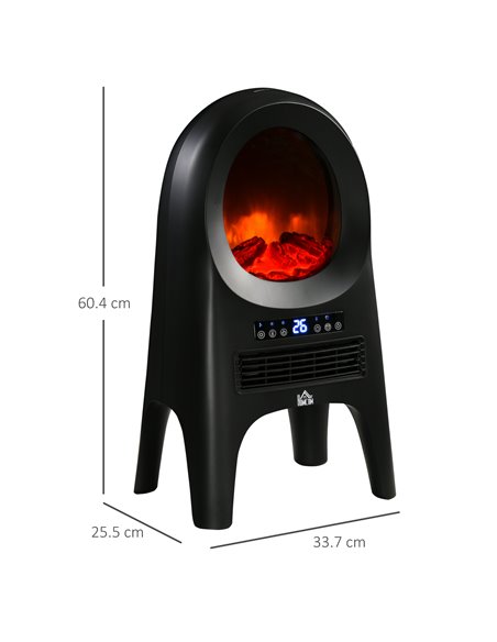 Homcom Ceramic Electric Space Heater with Realistic Flame Effect, 1000W/2000W, Black - pic 16975 | FastDaddyshop