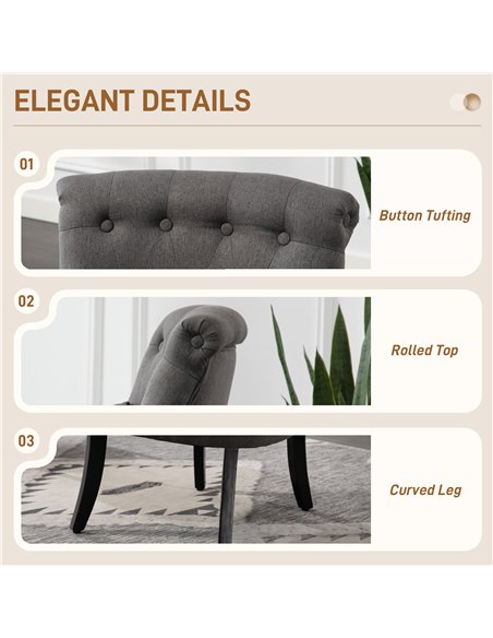 HOMCOM Fabric Single Sofa Dining Chair Tub Chair Upholstered W/ Pillow Solid Wood Leg Home Living Room Furniture Charcoal Grey - pic 169750 | FastDaddyshop