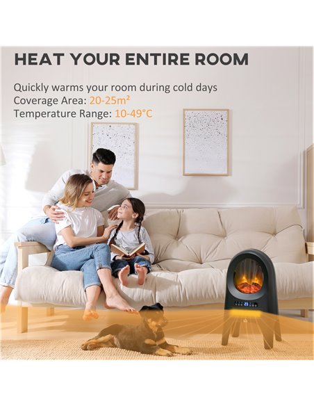 Homcom Ceramic Electric Space Heater with Realistic Flame Effect, 1000W/2000W, Black - pic 16976 | FastDaddyshop