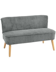 HOMCOM Modern Corduroy Double Seat Sofa w/ Wood Frame Foam Padding High Back Soft Comfortable Compact Couch Grey