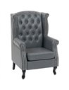 HOMCOM Wingback Accent Chair Tufted Chesterfield-style Armchair with Nail Head Trim for Living Room Bedroom Grey