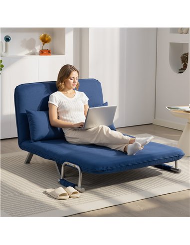 HOMCOM Two-Seater Click-Clack Sofa Bed - Dark Blue