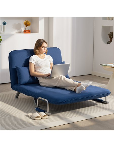 HOMCOM Two-Seater Click-Clack Sofa Bed - Dark Blue - pic 169783 | FastDaddyshop