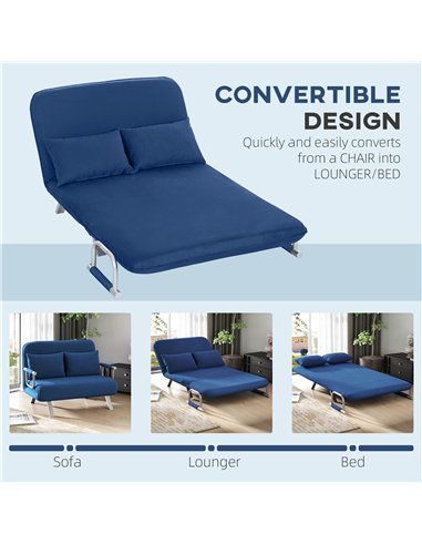 HOMCOM Two-Seater Click-Clack Sofa Bed - Dark Blue