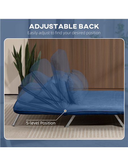 HOMCOM Two-Seater Click-Clack Sofa Bed - Dark Blue - pic 169786 | FastDaddyshop