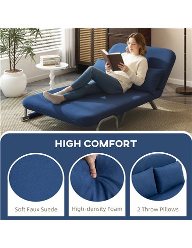 HOMCOM Two-Seater Click-Clack Sofa Bed - Dark Blue