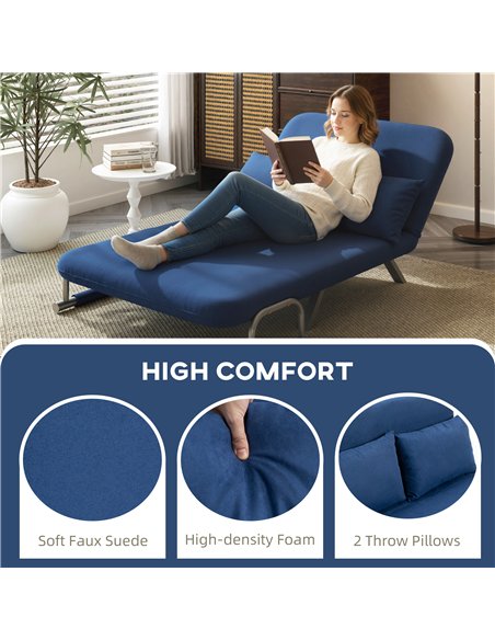 HOMCOM Two-Seater Click-Clack Sofa Bed - Dark Blue - pic 169787 | FastDaddyshop