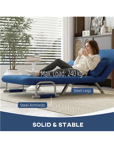 HOMCOM Two-Seater Click-Clack Sofa Bed - Dark Blue