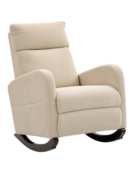 HOMCOM Corduroy Rocking Armchair - Beige - pic 169791 | FastDaddyshop
