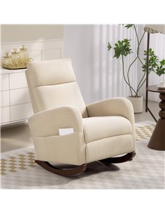 HOMCOM Corduroy Rocking Armchair - Beige 2