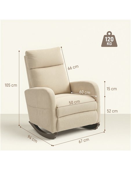 HOMCOM Corduroy Rocking Armchair - Beige - pic 169793 | FastDaddyshop