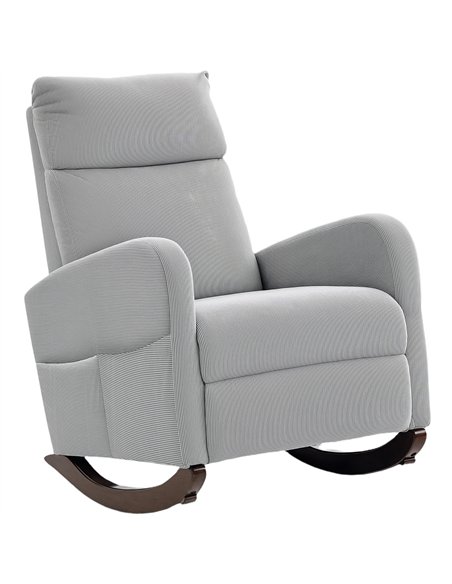 HOMCOM Corduroy Rocking Armchair - Grey - pic 169800 | FastDaddyshop