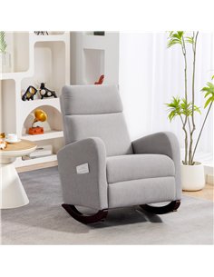HOMCOM Corduroy Rocking Armchair - Grey 2