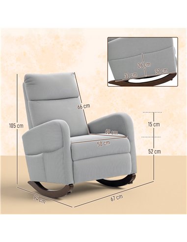 HOMCOM Corduroy Rocking Armchair - Grey