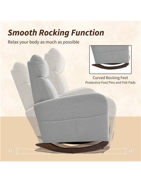 HOMCOM Corduroy Rocking Armchair - Grey - pic 169803 | FastDaddyshop