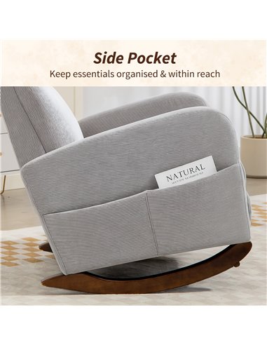 HOMCOM Corduroy Rocking Armchair - Grey