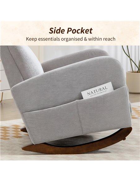 HOMCOM Corduroy Rocking Armchair - Grey - pic 169805 | FastDaddyshop