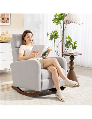 HOMCOM Corduroy Rocking Armchair - Grey