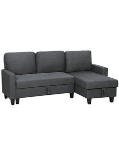 HOMCOM Three-Seater Storage Sofa Bed -  Charcoal Grey